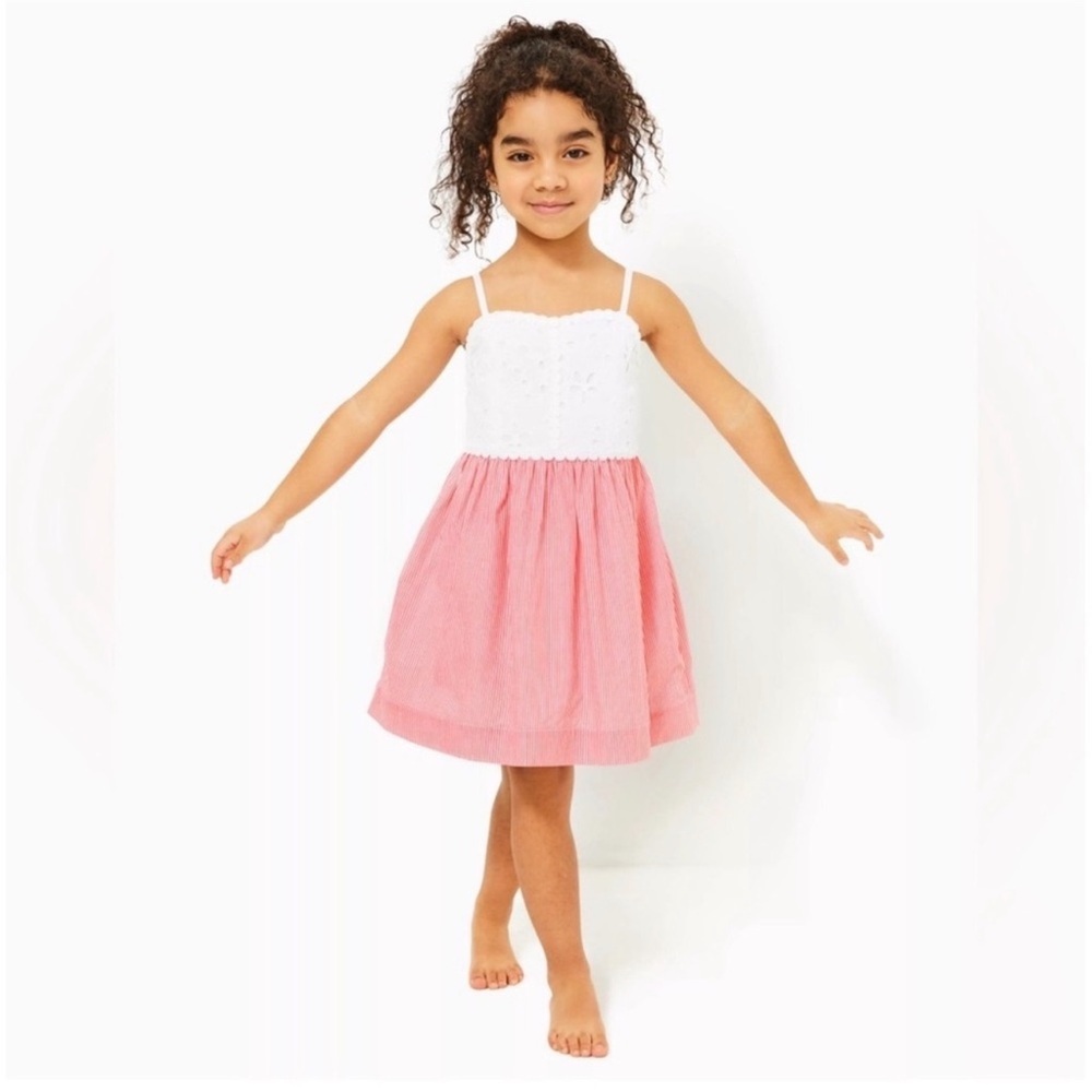 Lilly Pulitzer Mini Haylan Dress Mizner Red Seaside Stripe Girls 8 Red White